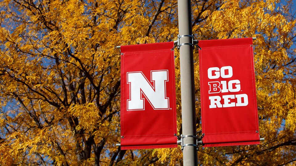 University of Nebraska campus flag pole N Go Big Red